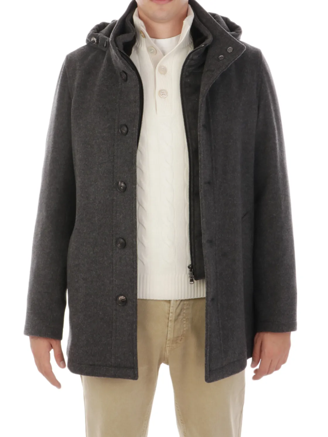 Barba | Cappotto Uomo Snow in Lana e Cashmere>Uomo Giubbotti E Piumini