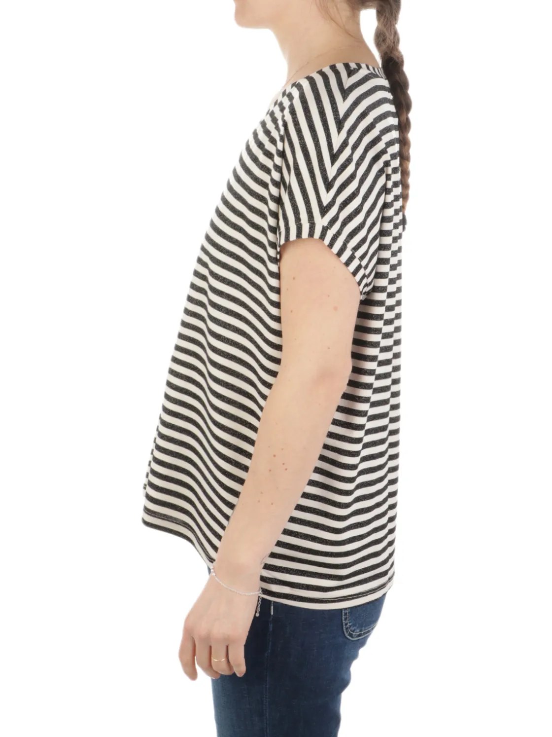 B.YU | T-Shirt Donna Scollo a V Riga Lurex>Donna T-Shirts
