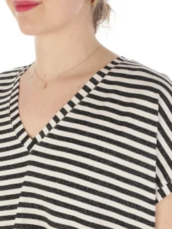 B.YU | T-Shirt Donna Scollo a V Riga Lurex><noscript><img width=