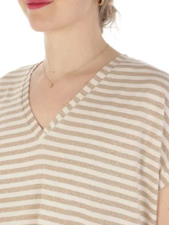 B.YU | T-Shirt Donna Scollo a V Riga Lurex><noscript><img width=