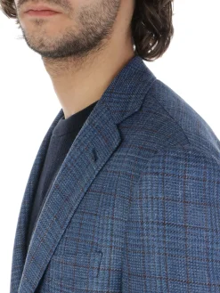 Corneliani | Giacca Uomo In Lana e Seta a Quadri><noscript><img width=