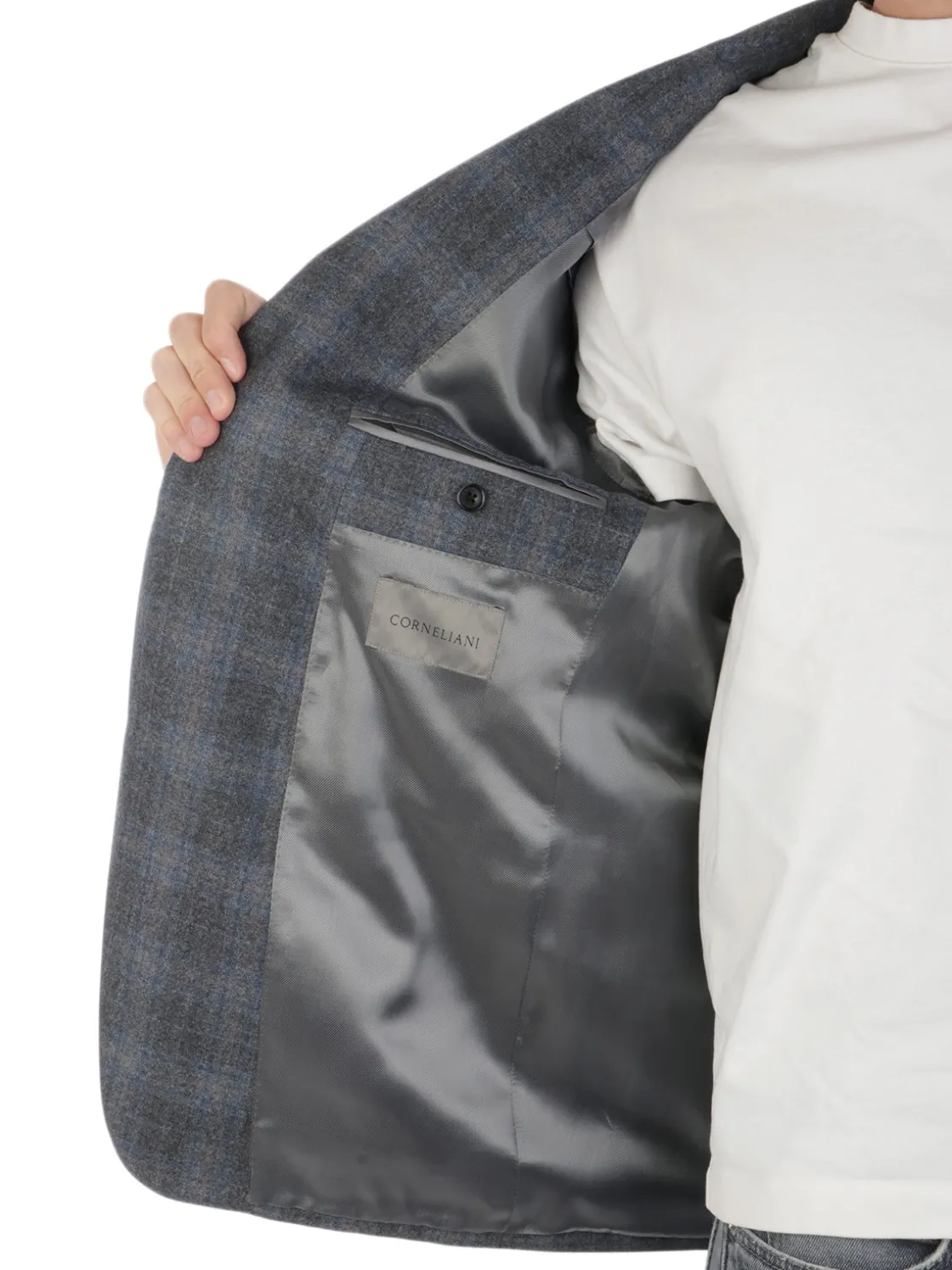 Corneliani | Giacca Uomo in Lana Vergine a Quadri>Uomo Blazer E Giacche