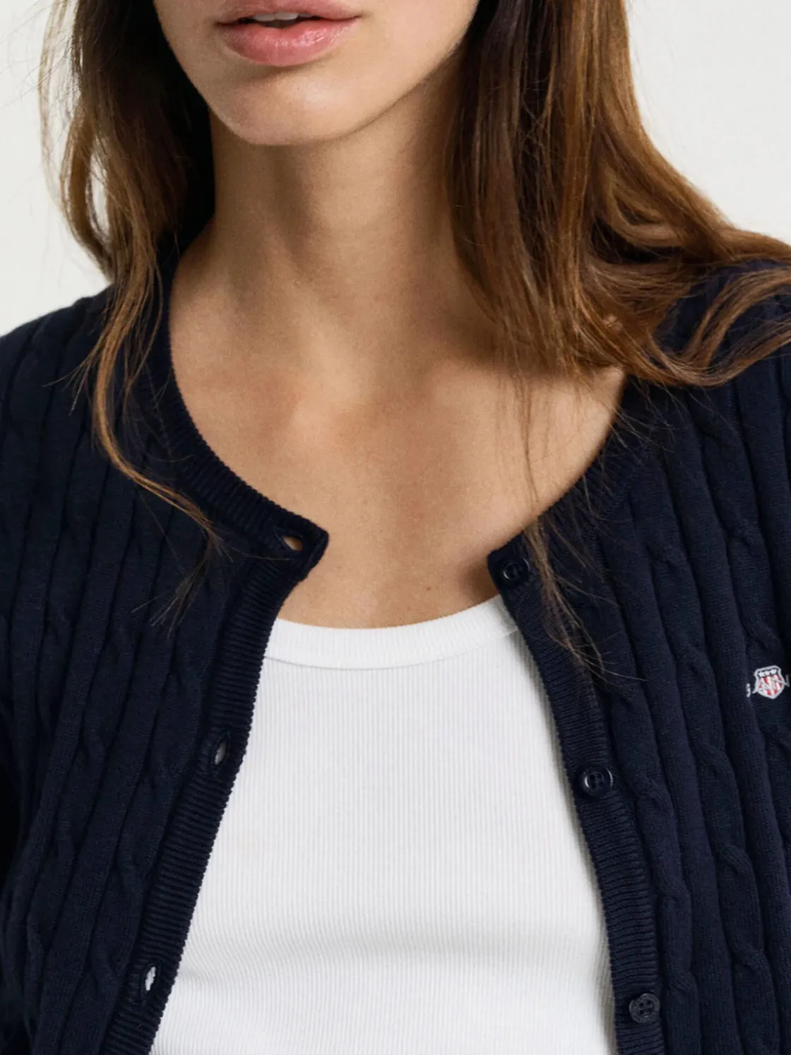 Gant | Stretch Cotton Cable Cardigan>Donna Maglie