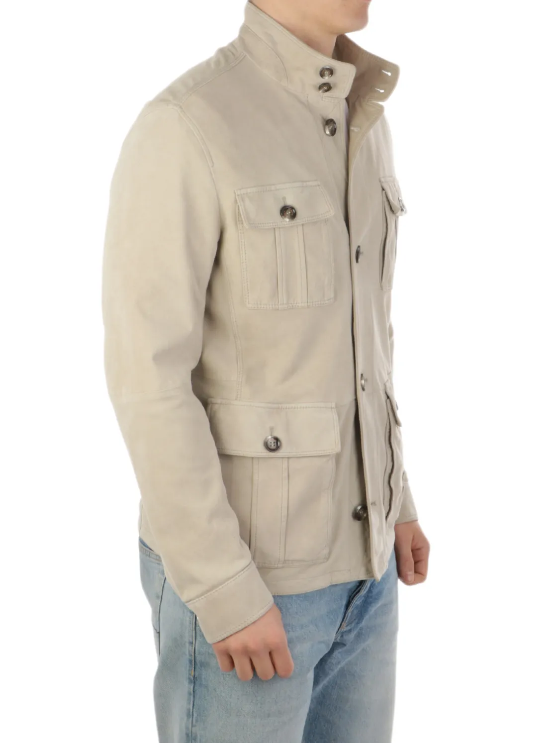 Gimo's | Field Jacket Uomo in Pelle Scamosciata>Uomo Giubbotti E Piumini