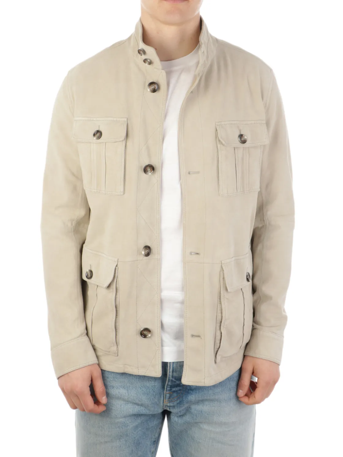 Gimo's | Field Jacket Uomo in Pelle Scamosciata>Uomo Giubbotti E Piumini