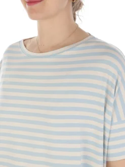 Maidamila | T-Shirt Donna Rigata in Viscosa Stretch><noscript><img width=
