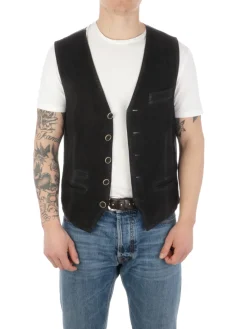 The Jack Leathers | Gilet Uomo in Suede Lorry>Uomo Gilet E Smanicati